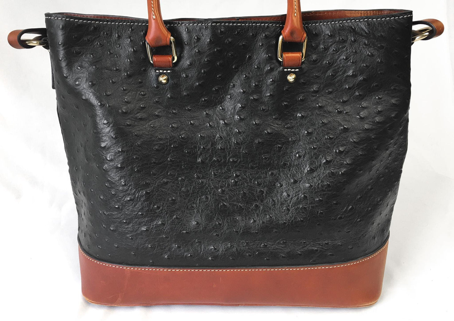 Dooney and Bourke Charleston Black Ostrich Leather Crossbody Top Handle Satchel Bag, Unique Dooney and Bourke Handbag