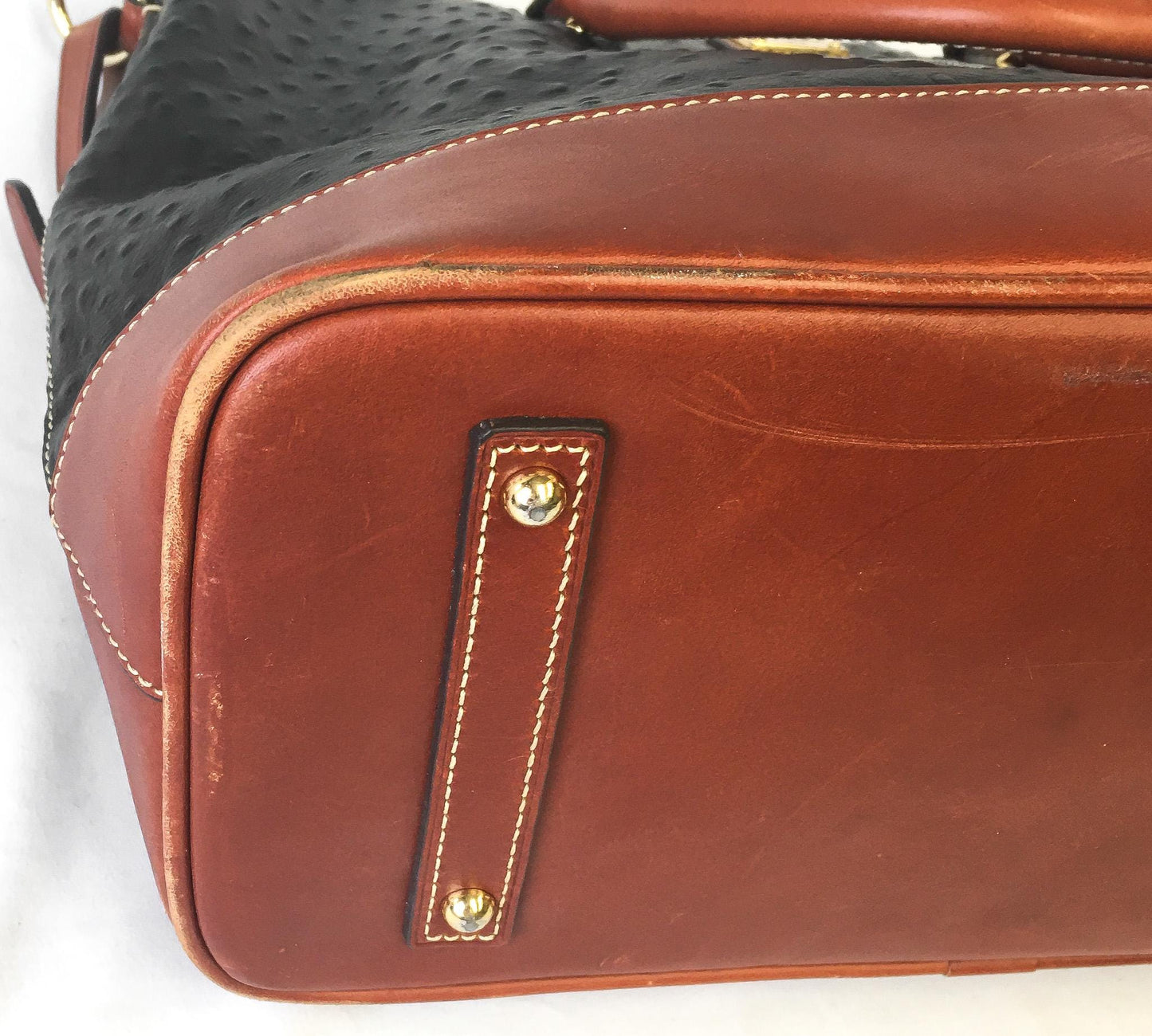 Dooney and Bourke Charleston Black Ostrich Leather Crossbody Top Handle Satchel Bag, Unique Dooney and Bourke Handbag