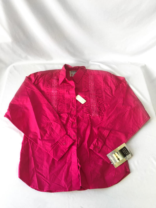 80s Deadstock Wrangler Hot Pink Southwest Embroidered Button Down, Men's Sz. XL, Vintage Unisex Western Shirt