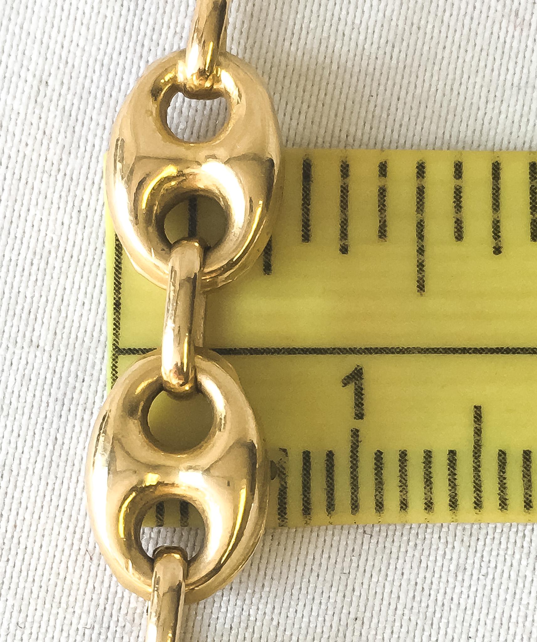 Vintage 14K 585 Italy Gold Puffy Mariner "Gucci Puff" Anchor Chain Necklace Approx 19.5", Roughly 7mm, Elegant Simple Unisex Layering Chain