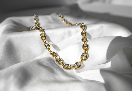 Vintage 14K 585 Italy Gold Puffy Mariner "Gucci Puff" Anchor Chain Necklace Approx 19.5", Roughly 7mm, Elegant Simple Unisex Layering Chain