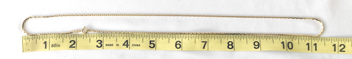 Vintage 14K Italy Yellow Gold Square Cobra Chain Link Necklace, 23", Approx. 2mm, Simple Elegant Everyday Minimalist Layering Chain