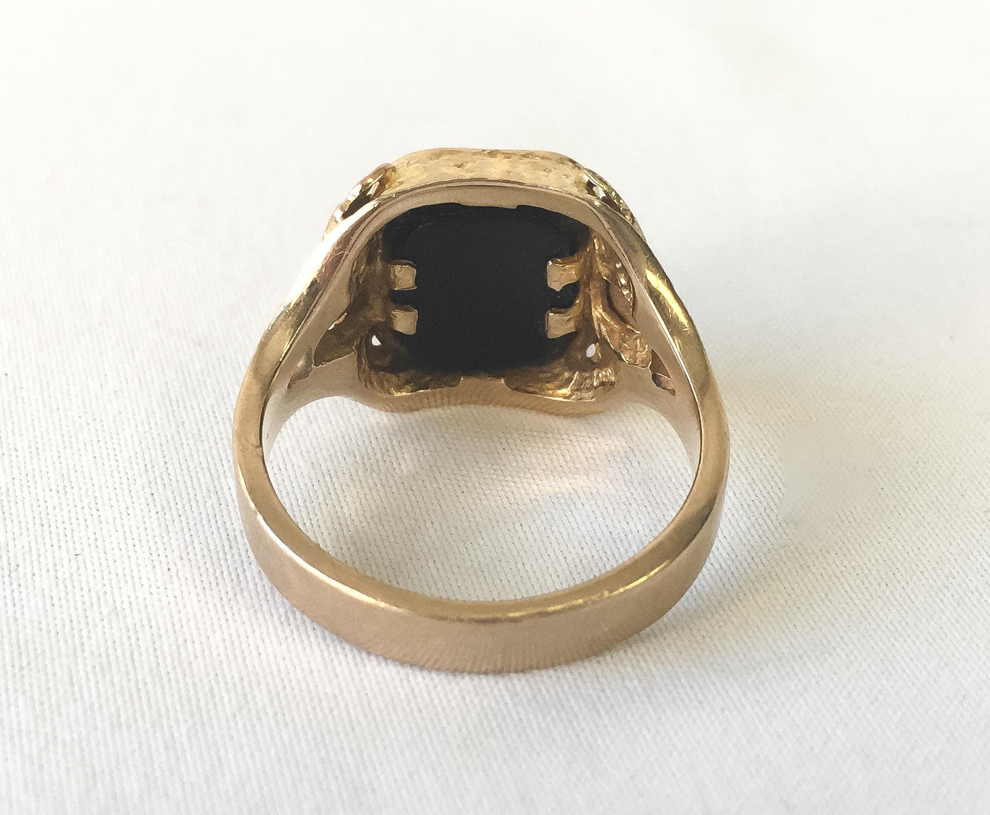 Vintage 12K RGC Black Hills Gold Onyx Eagle Signet Ring, Sz. 8, Vintage Black Hills Gold Unisex Ring