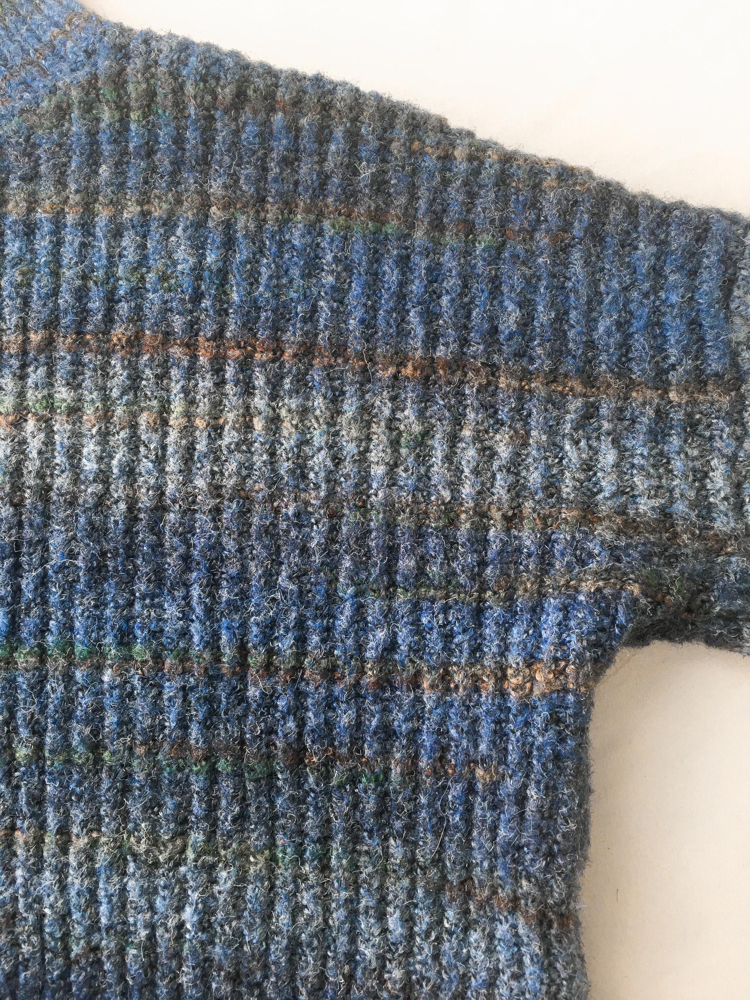 Vintage Christian Siriano Blue Striped Mockneck Sweater, Women's Sz. XS