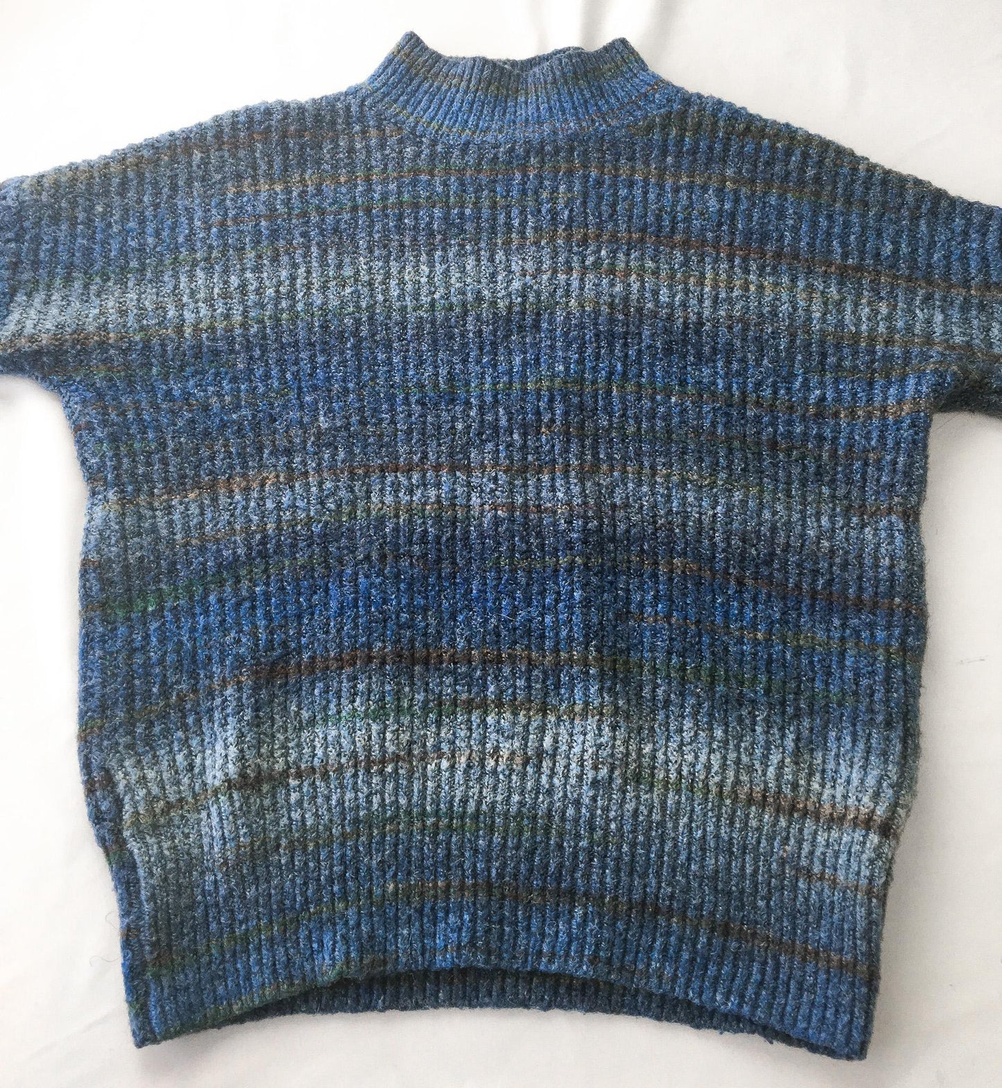 Vintage Christian Siriano Blue Striped Mockneck Sweater, Women's Sz. XS