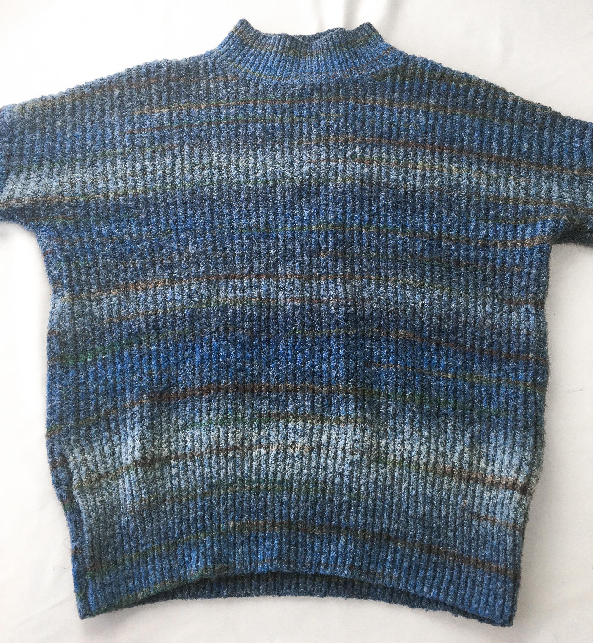 Vintage Christian Siriano Blue Striped Mockneck Sweater, Women's Sz. XS