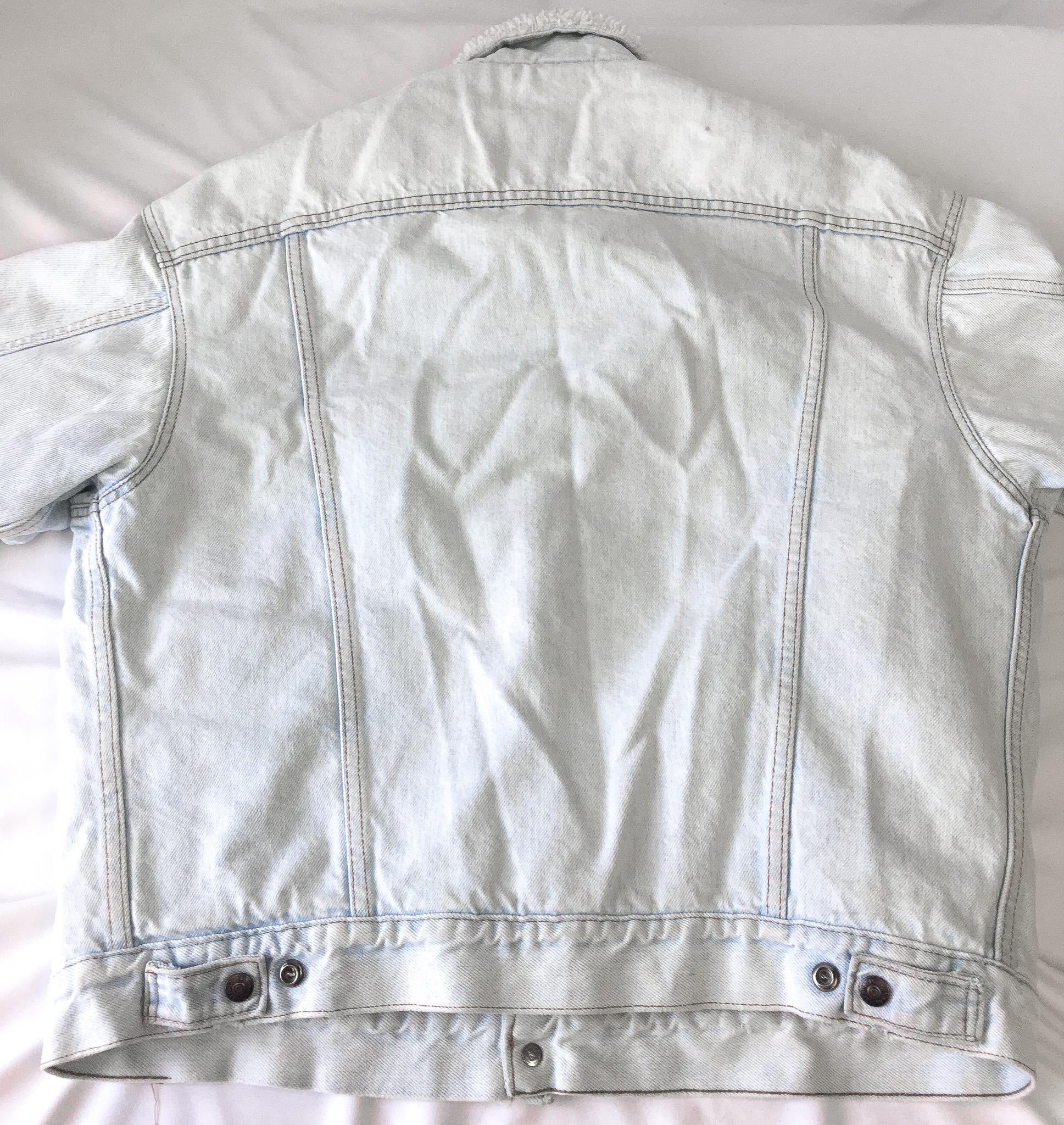 Vintage 90s Levi's Ultra Light Wash Sherpa Lined Denim Trucker Jacket, Men's Sz. L