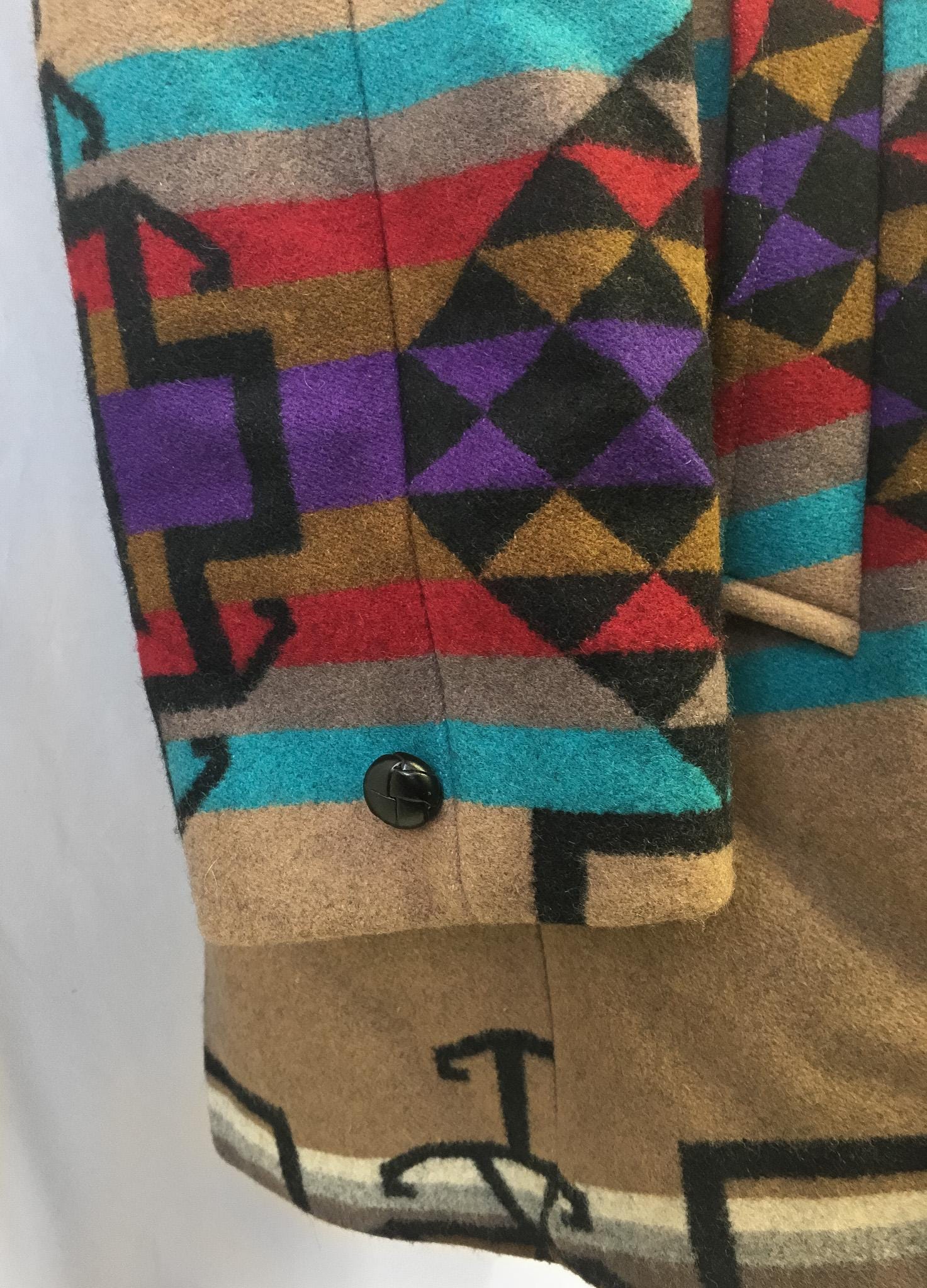 Vintage 60s 70s Pendleton High Grade Western Wear Multicolor Abstract Print Sherpa Wool Jacket, Sz. 44, Vintage Unique Western Jacket