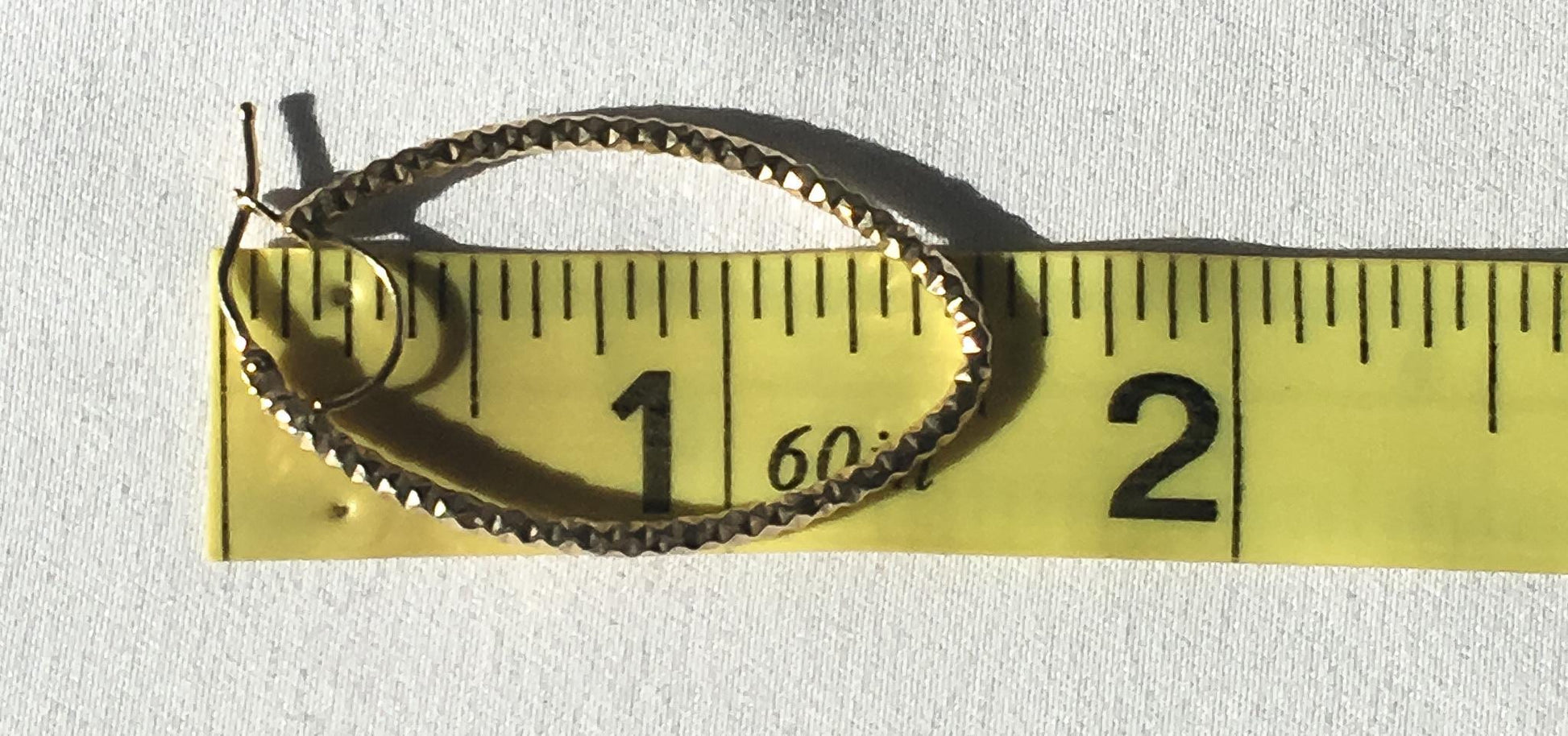 Vintage Milor Italy 14K Yellow Gold Studded Texture Double Hoop Oblong Hoop Earrings, 1.5", Lightweight Simple Everyday Minimalist Hoops