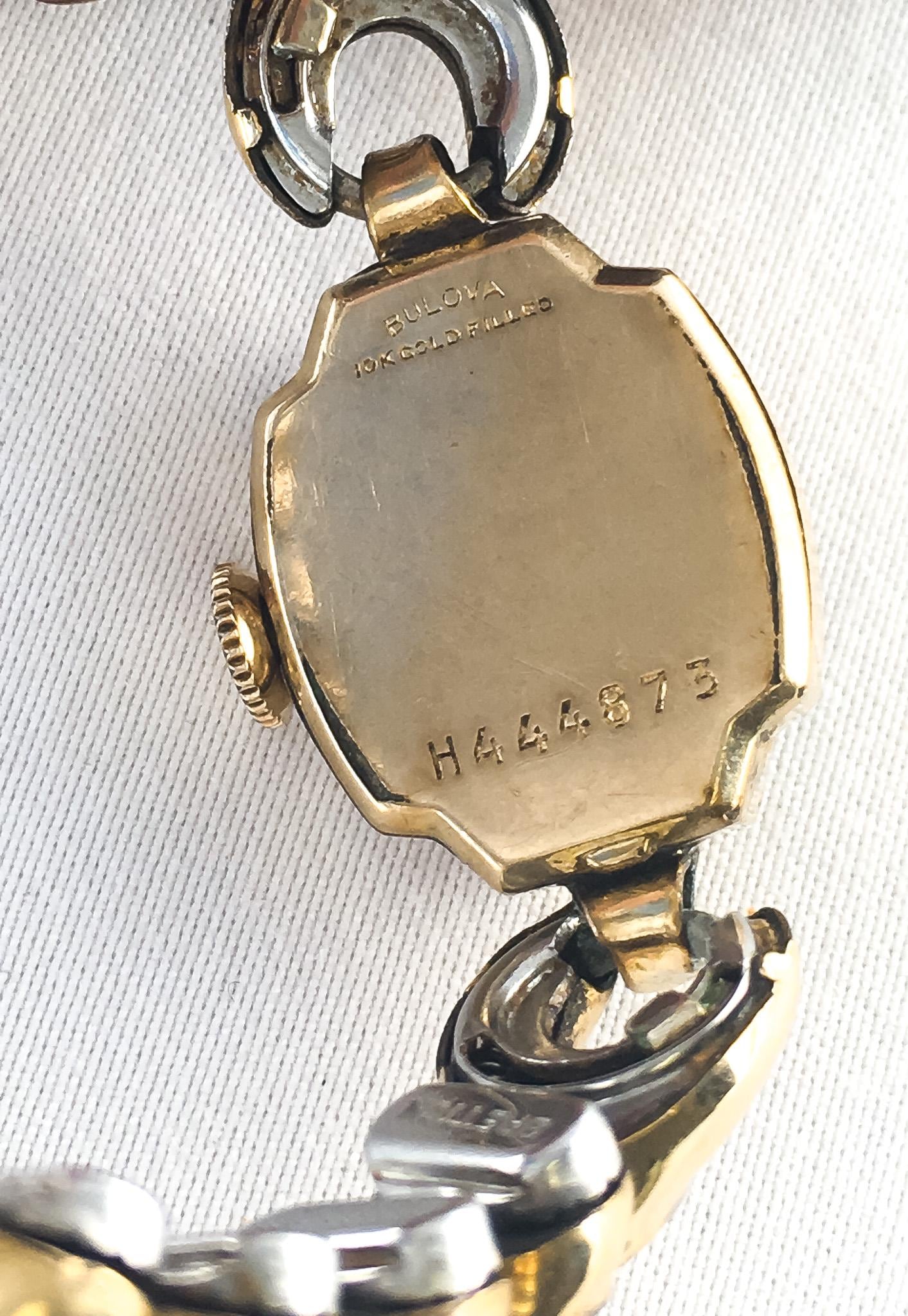 Vintage Bulova 10K Gold Filled Purple Glass Stone Expandable Wrist Watch, 4"-8", Unique Elegant Everyday Watch