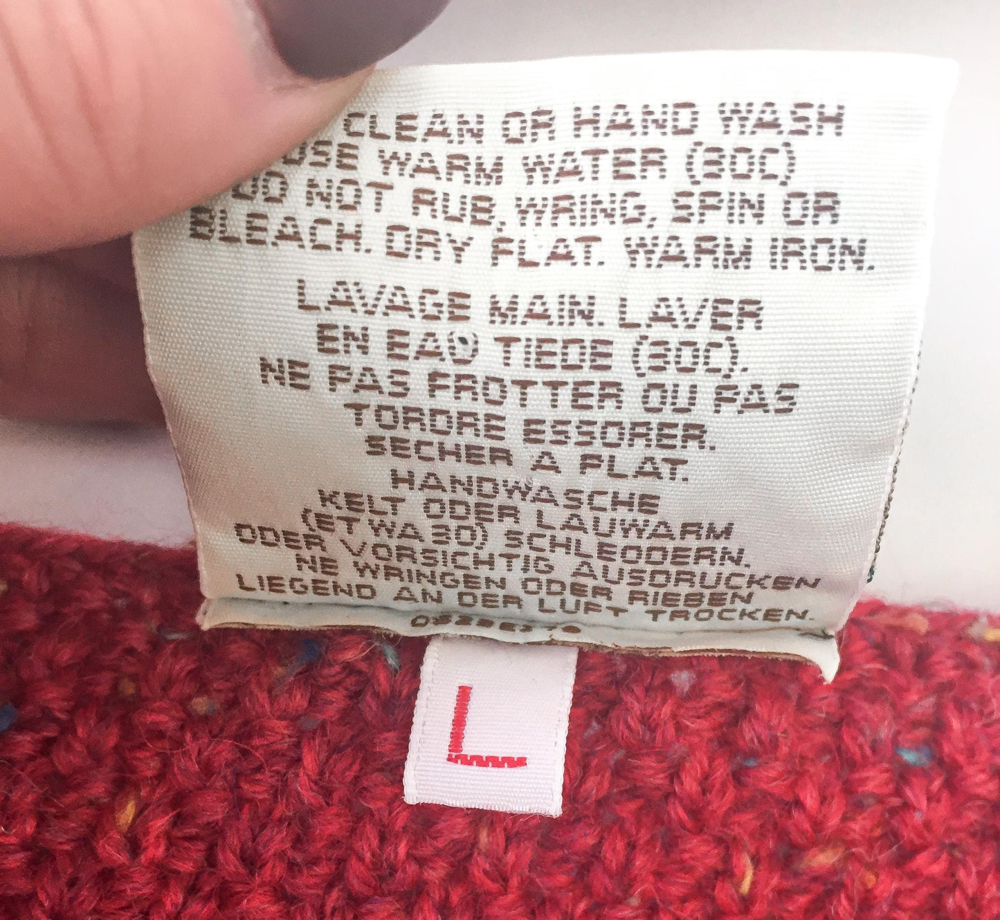 Vintage Connemara Knitwear Pink/Rainbow Speckled Pure Wool Button Up Cardigan Sweater, Women's Sz. L