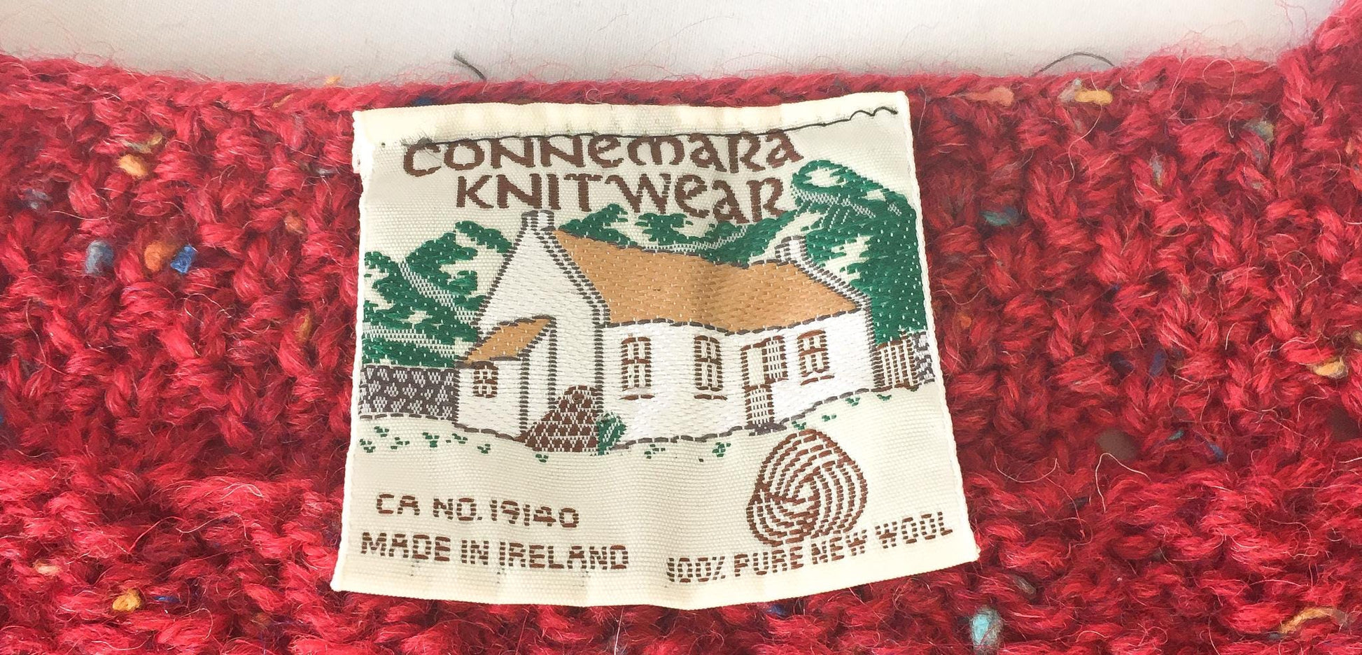 Vintage Connemara Knitwear Pink/Rainbow Speckled Pure Wool Button Up Cardigan Sweater, Women's Sz. L