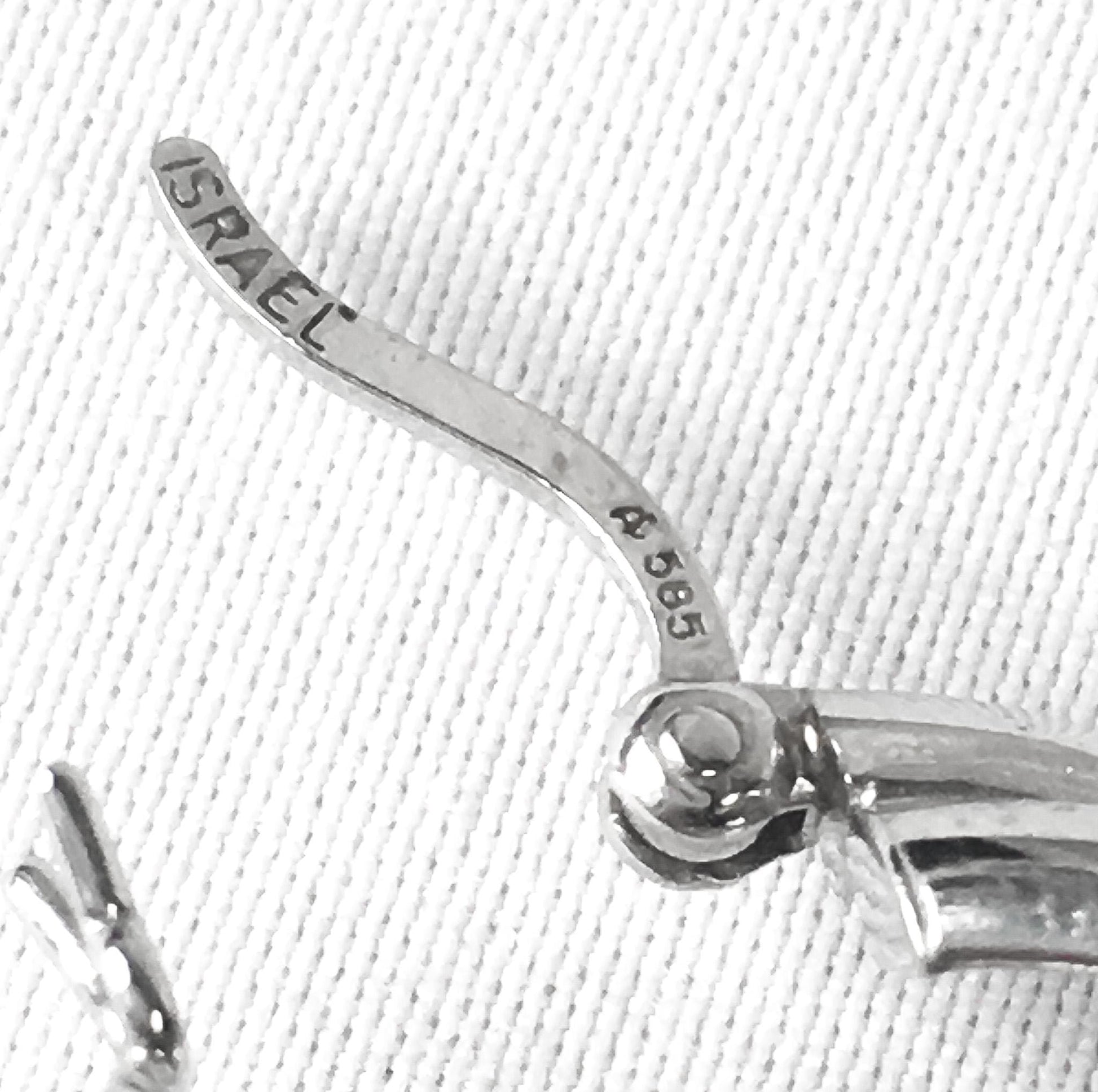 Vintage 14K 585 White Gold Israel Twisted Hoop Earrings, .75", 8mm, Simple Everyday Minimalist Earrings