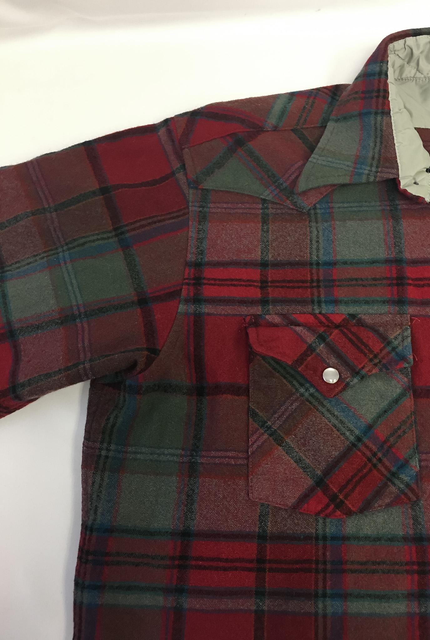 Vintage Pendleton Red/Blue/Green Plaid Wool Oxford Flannel Button Up, Unisex Sz. M, Vintage Western Shirt