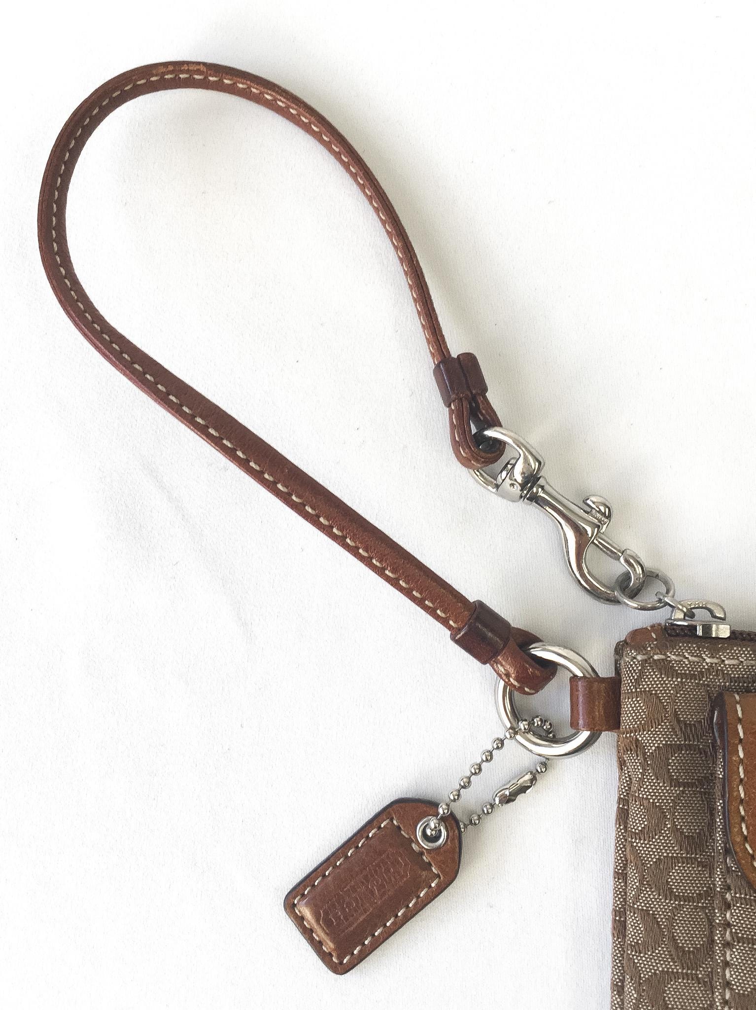 Y2K 00s Coach Soho Beige/Brown Signature C Monogram Canvas Leather Wristlet Wallet, Y2K Coach Accessories