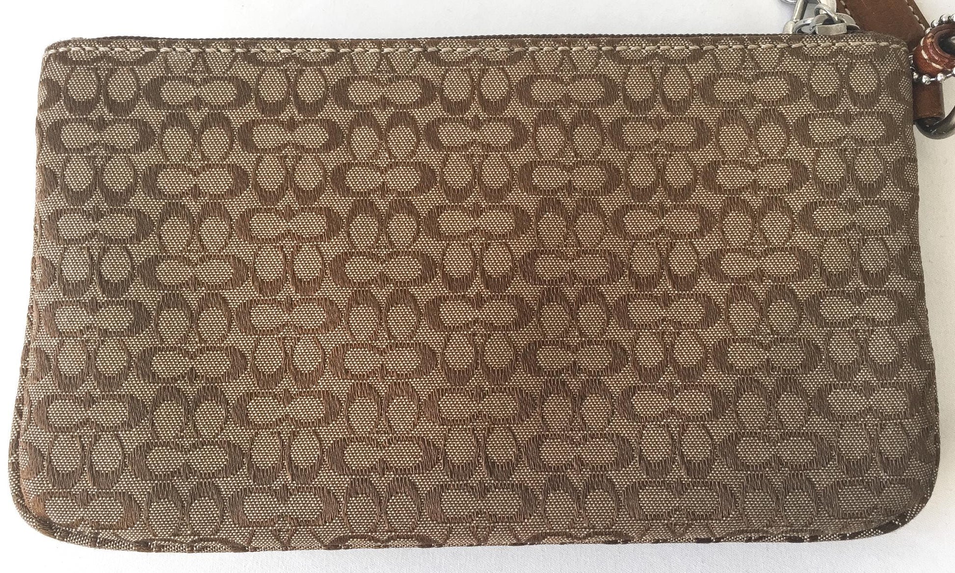 Y2K 00s Coach Soho Beige/Brown Signature C Monogram Canvas Leather Wristlet Wallet, Y2K Coach Accessories