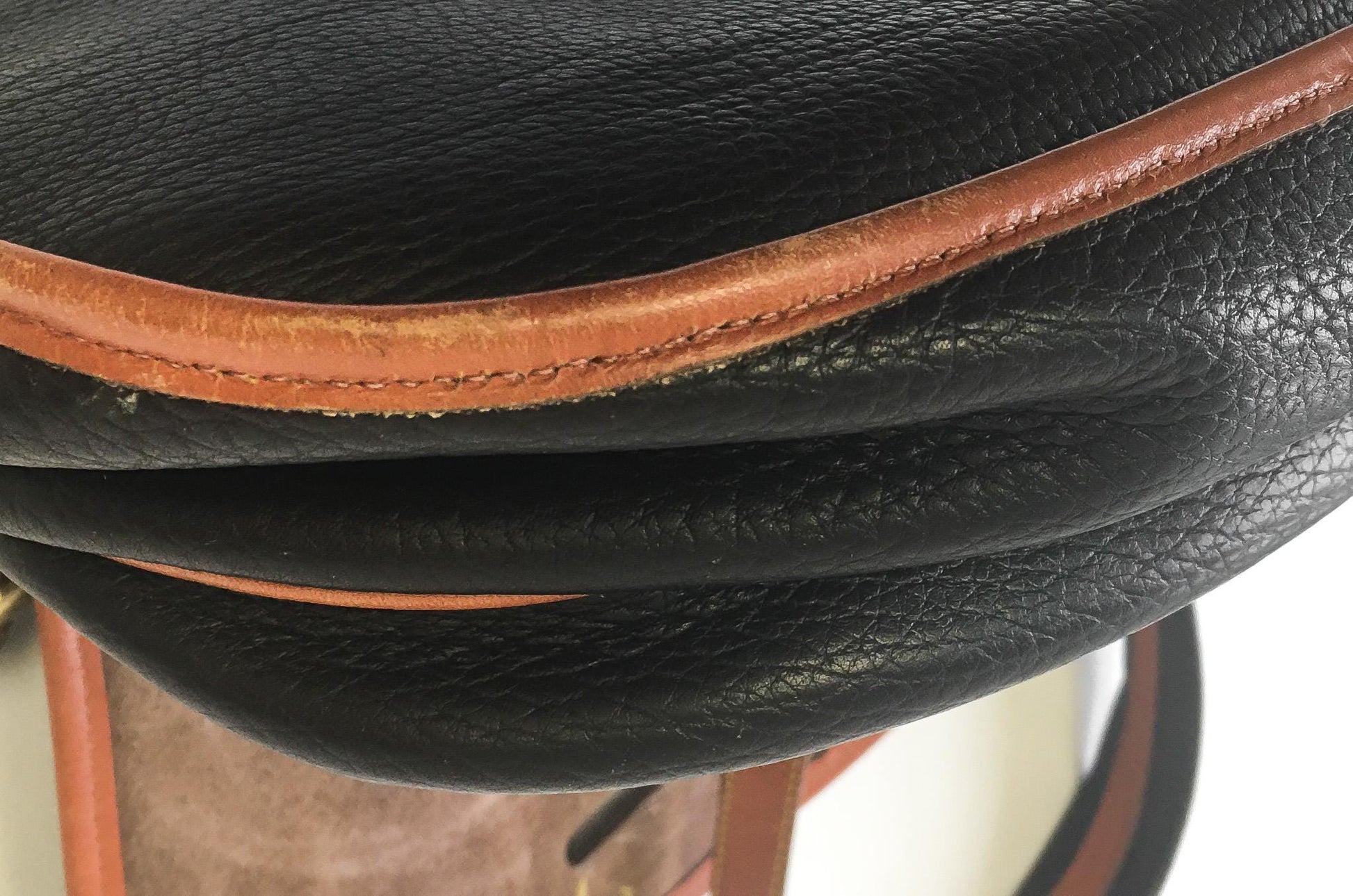 Vintage 90s Dooney and Bourke All Weather Dark Brown Leather Horseshoe Crossbody Bag