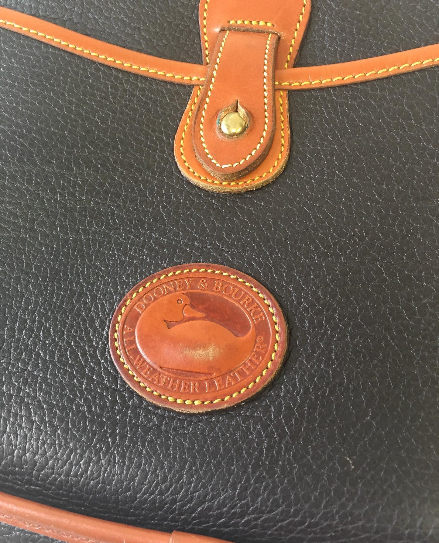 Vintage 90s Dooney and Bourke All Weather Dark Brown Leather Horseshoe Crossbody Bag