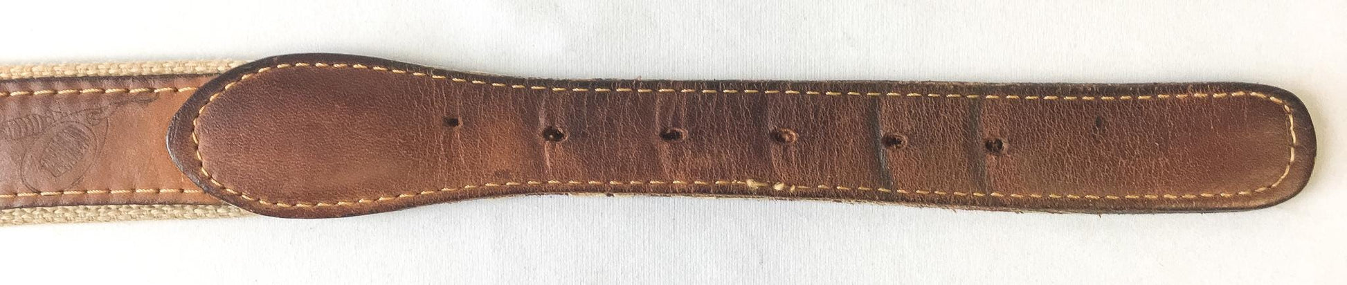 Vintage Zep-Pro Leather Canvas Embroidered Fish Belt, Sz. 38, Vintage Grandpa Dad Country Style Belt