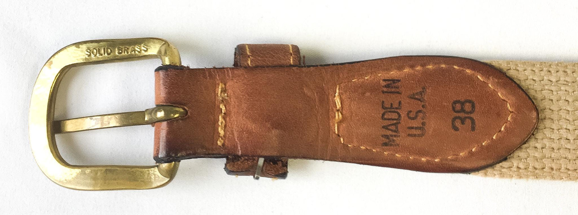 Vintage Zep-Pro Leather Canvas Embroidered Fish Belt, Sz. 38, Vintage Grandpa Dad Country Style Belt