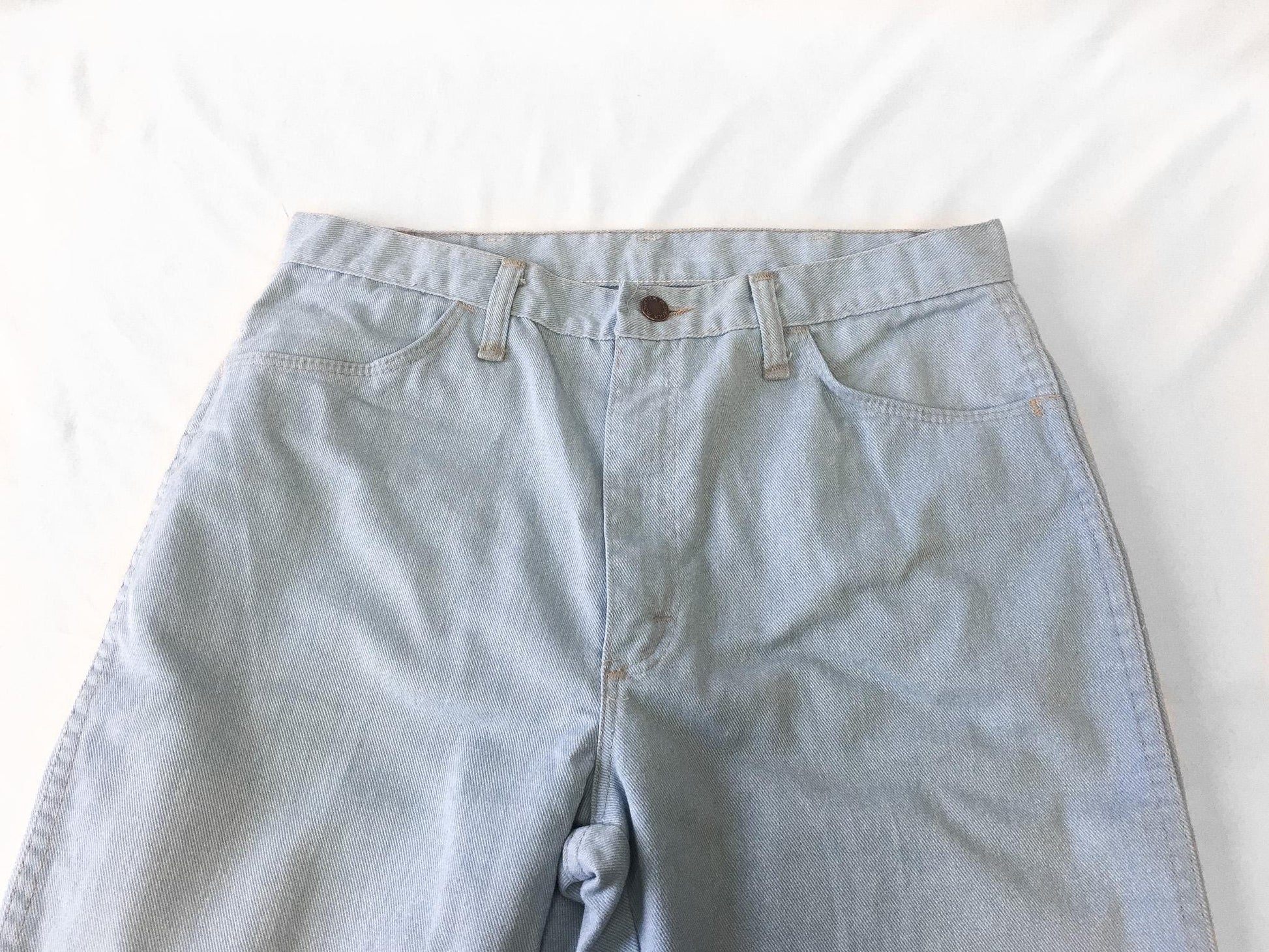 Vintage 70s Maverick Light Wash High Rise Unisex Bootcut Jeans, Sz. 32" x 30", Vintage Western Jeans