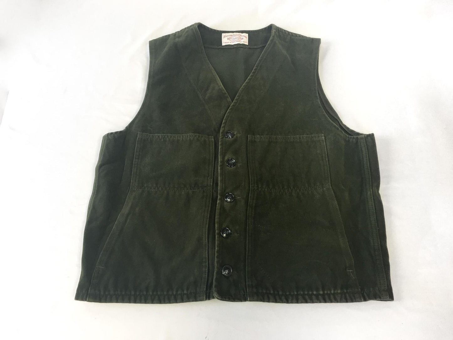 Vintage Filson Mackinaw Olive Green Suede Vest, Approx. Men's Sz. M/L