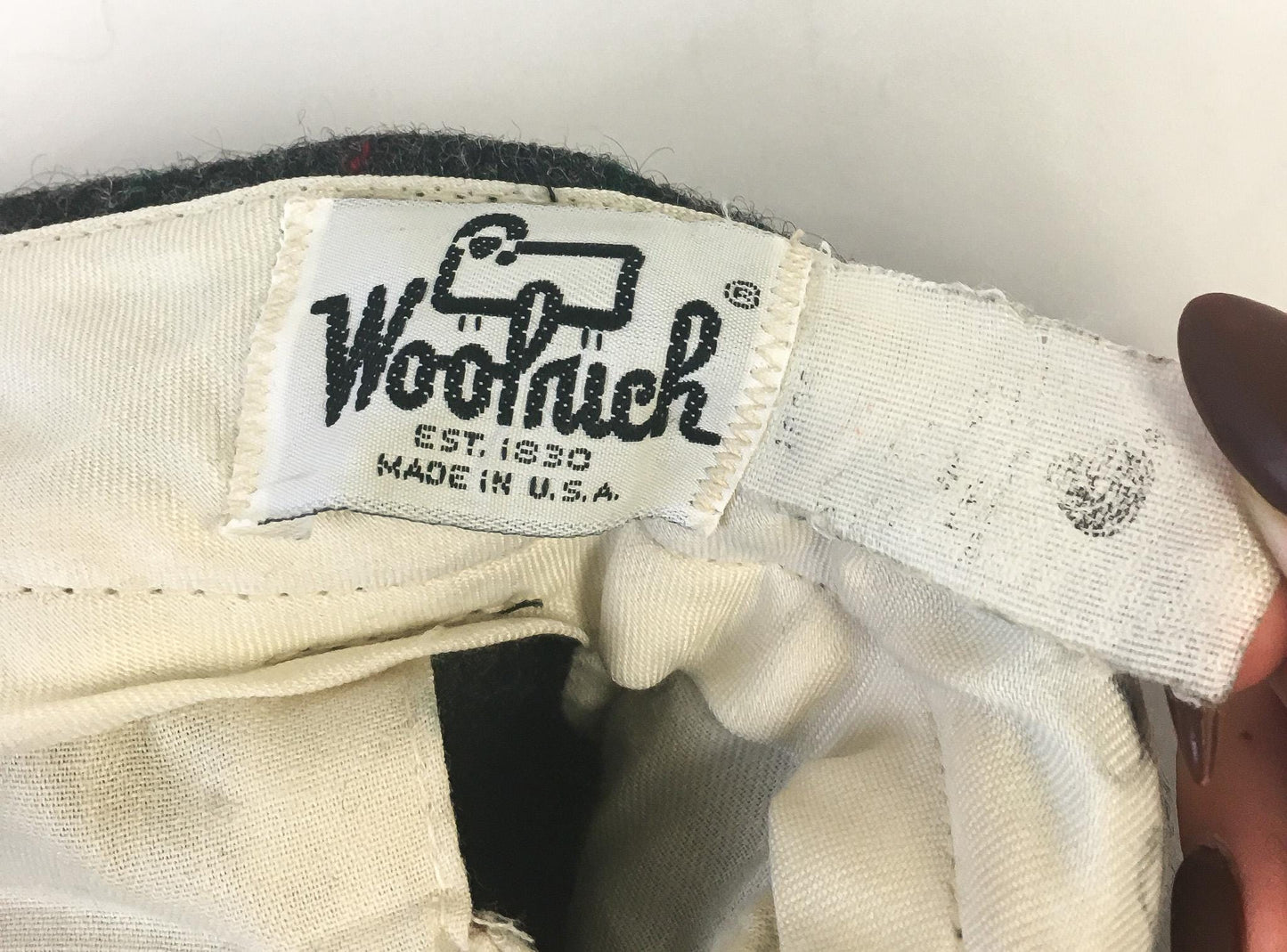 Vintage Woolrich Gray Red Green Plaid Wool Blend Hunting Pants, Men's Sz. 38" x 29"