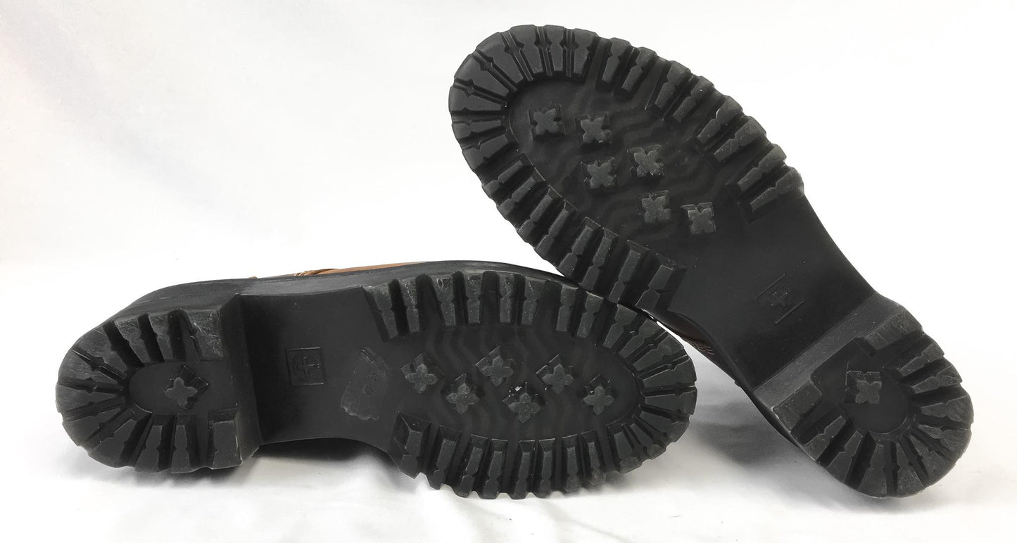 Vintage Dr. Martens Leona Brown Leather Chunky Platform Combat Boots, Women's Sz. 9