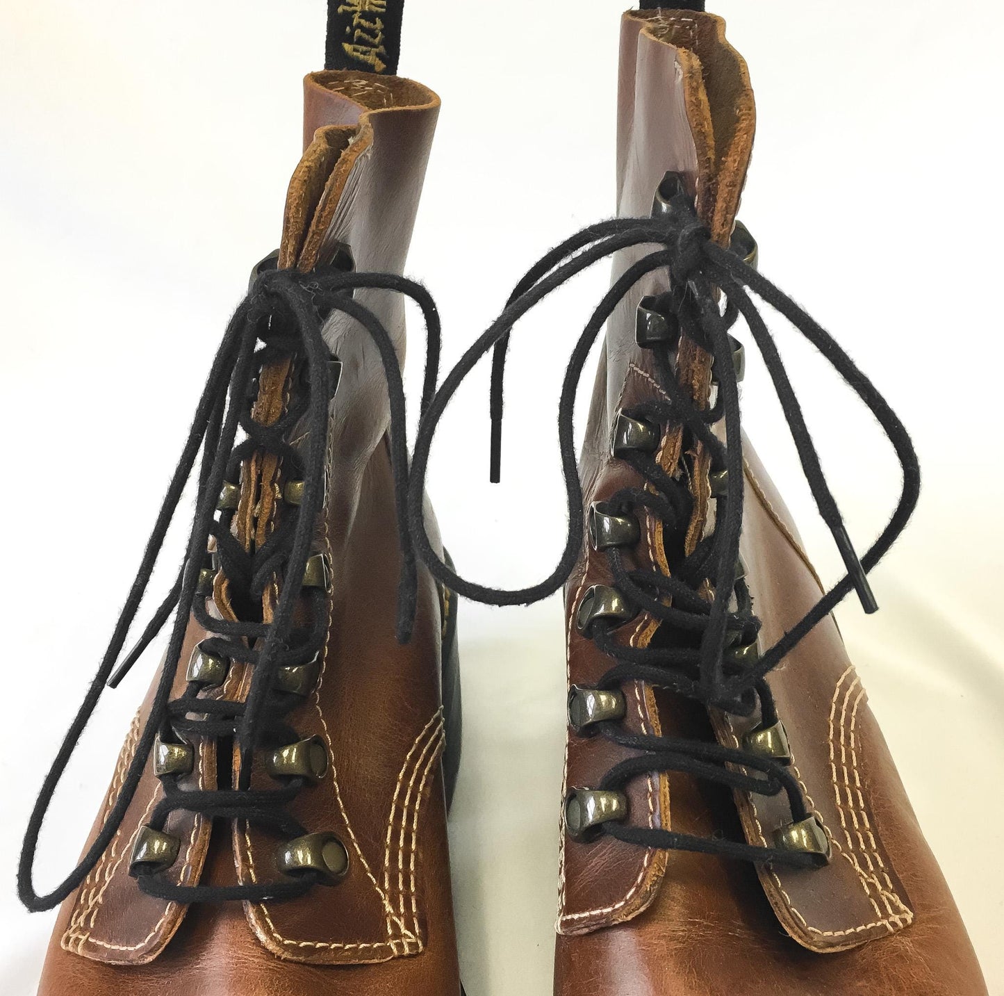 Vintage Dr. Martens Leona Brown Leather Chunky Platform Combat Boots, Women's Sz. 9