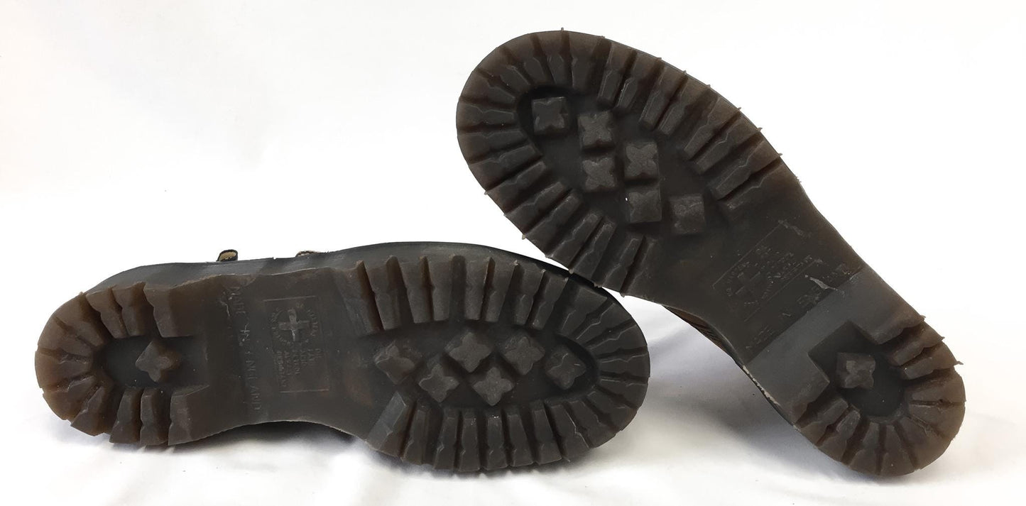 Vintage 90s Dr. Martens Brown Leather Ankle Boots Made in England, Approx. Women's Sz. 9/10, Men's 8/9