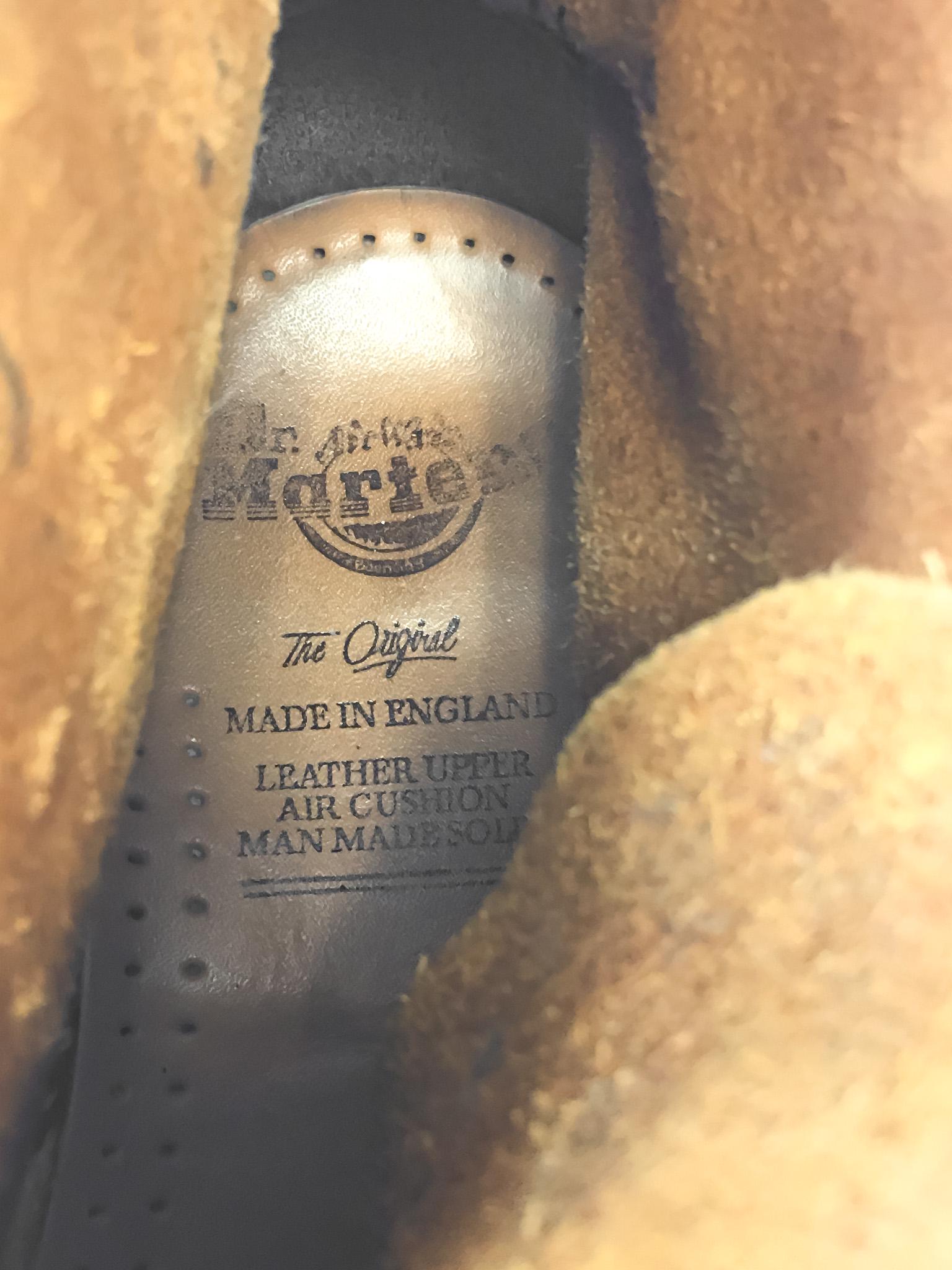 Vintage 90s Dr. Martens Brown Leather Ankle Boots Made in England, Approx. Women's Sz. 9/10, Men's 8/9