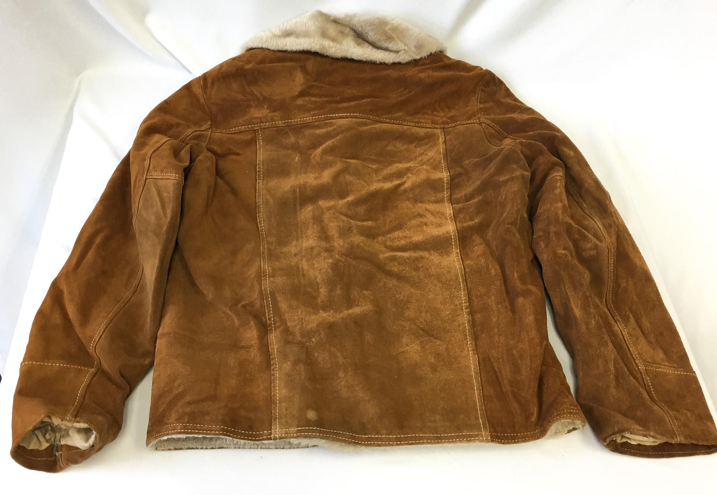 Vintage 70s JCPenney Brown Suede Sherpa Fur Jacket, Men's Sz. M/L