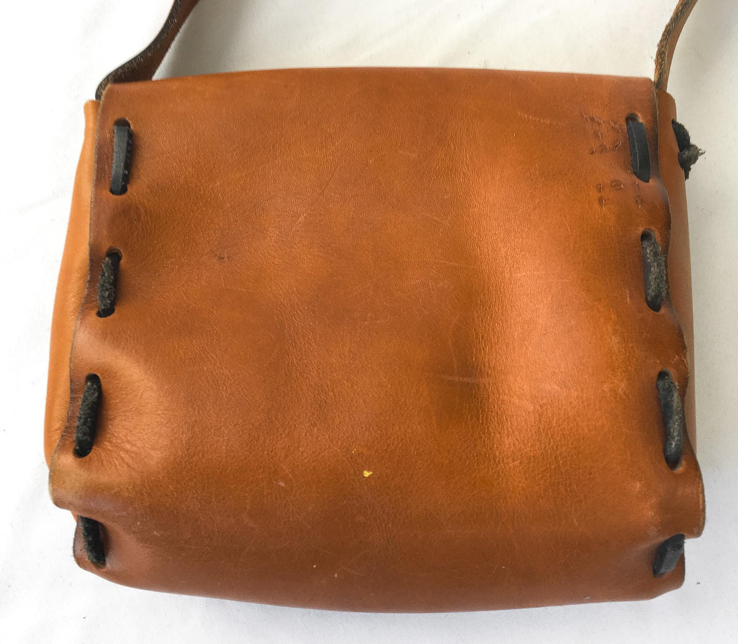 70s Handmade Woven Hand Painted Floral Leather Shoulder Bag, Vintage Boho Style Handbag