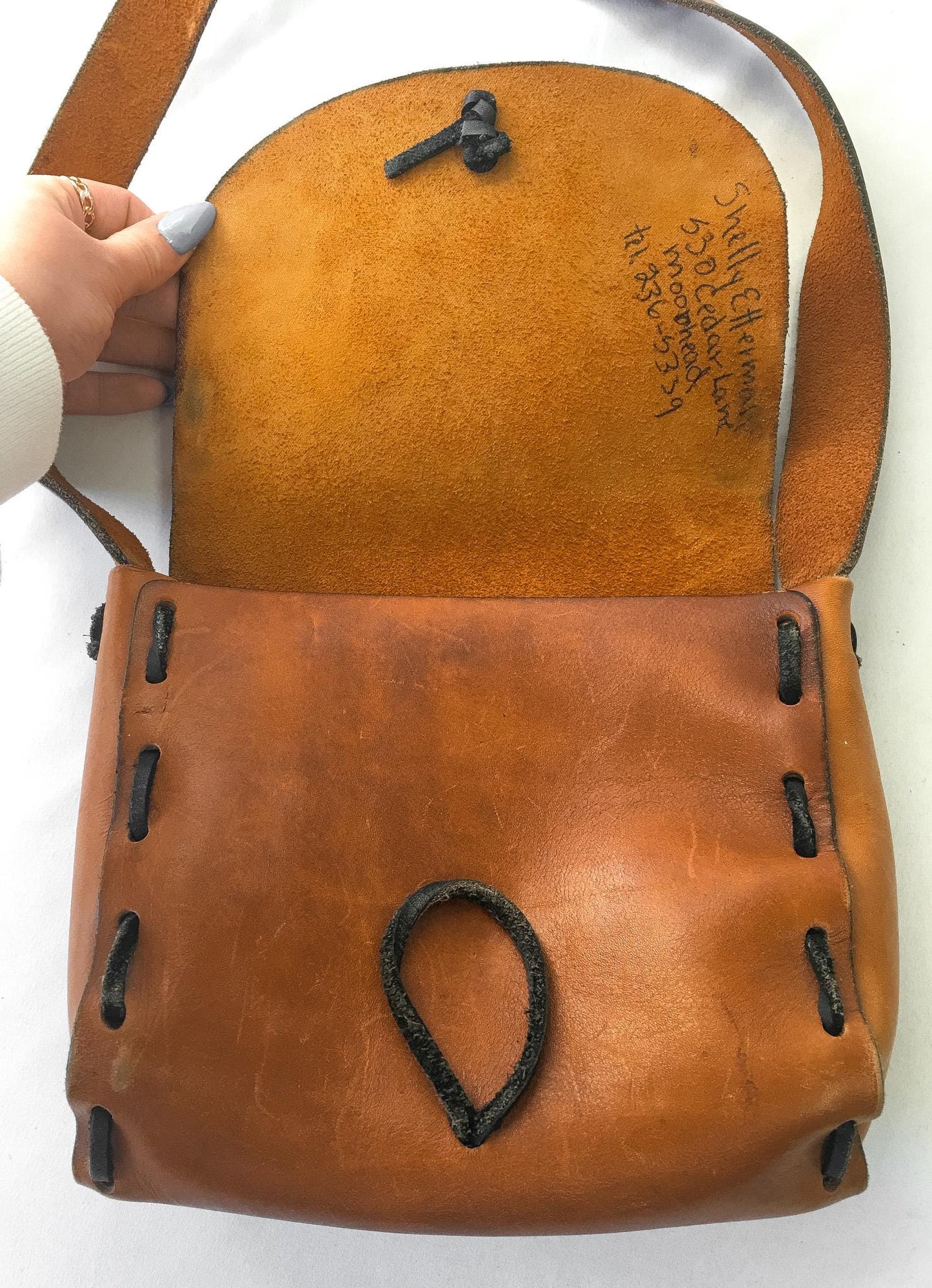 70s Handmade Woven Hand Painted Floral Leather Shoulder Bag, Vintage Boho Style Handbag