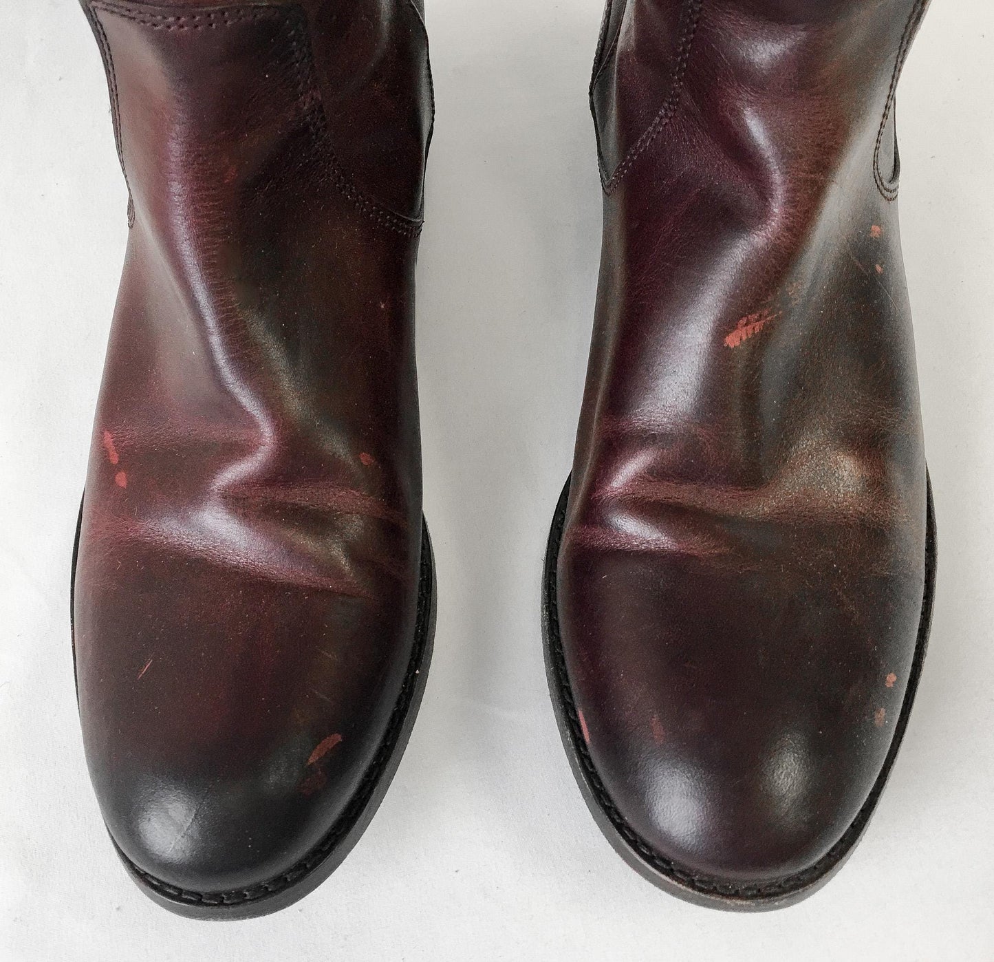 Vintage Frye Burgundy Dark Red Leather Knee High Boots, Style 4001, Sz. 6.5B