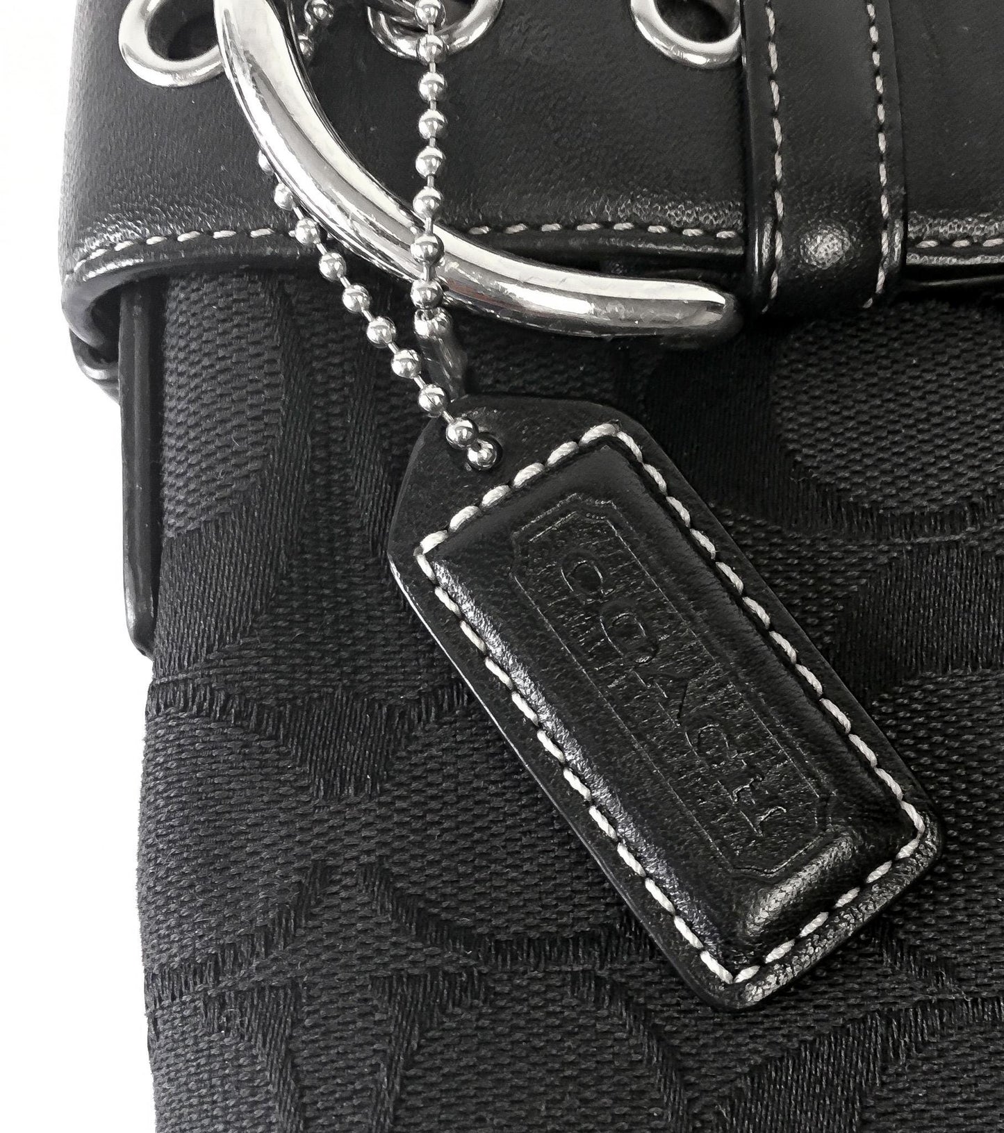 Y2K 00s Coach Black Jacquard Signature Duffle Shoulder Crossbody Bag, Style 3574, Y2K Coach Handbag