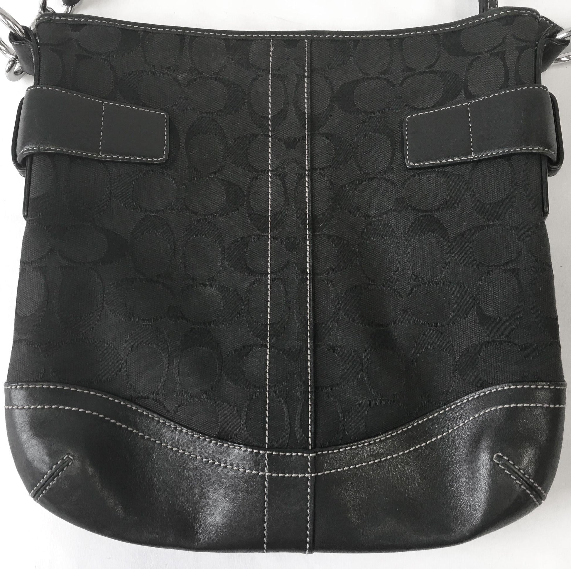 Y2K 00s Coach Black Jacquard Signature Duffle Shoulder Crossbody Bag, Style 3574, Y2K Coach Handbag