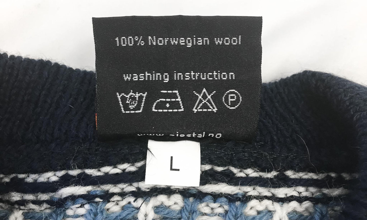 Gjestal Blue Navy Geometric Snowflake Fair Isle Pure Wool Metal Clasp Nordic Cardigan Sweater, Women's Sz. L