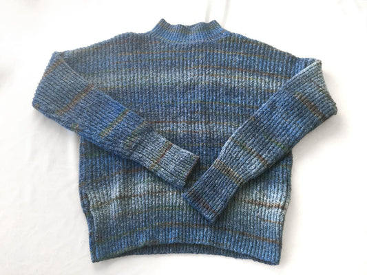 Vintage Christian Siriano Blue Striped Mockneck Sweater, Women's Sz. XS