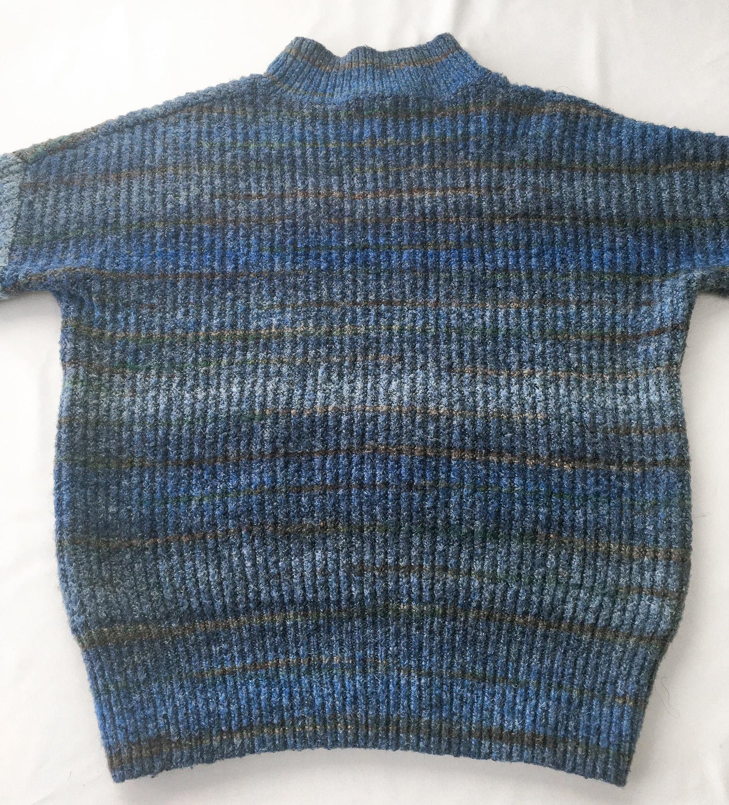 Vintage Christian Siriano Blue Striped Mockneck Sweater, Women's Sz. XS