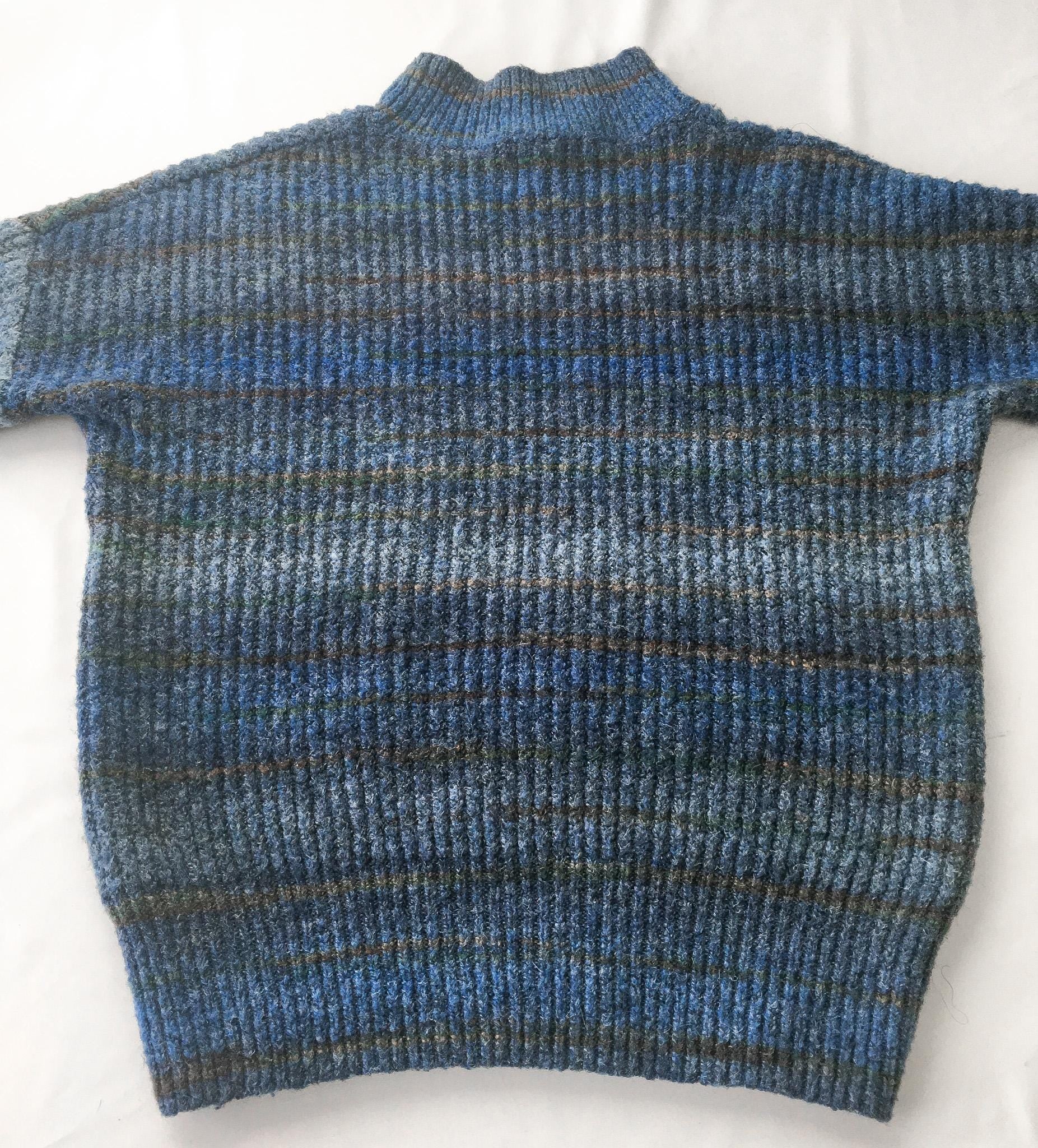 Vintage Christian Siriano Blue Striped Mockneck Sweater, Women's Sz. XS