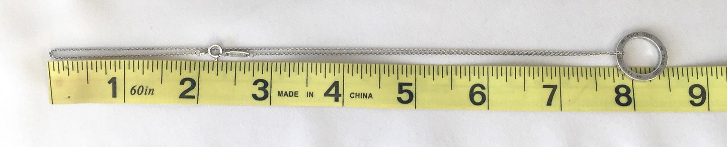 Tiffany & Co. 925 Sterling Silver Round Circle Ring Pendant 16 Inch Necklace