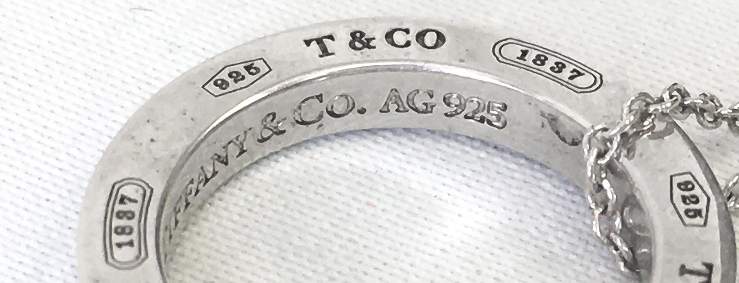 Tiffany & Co. 925 Sterling Silver Round Circle Ring Pendant 16 Inch Necklace