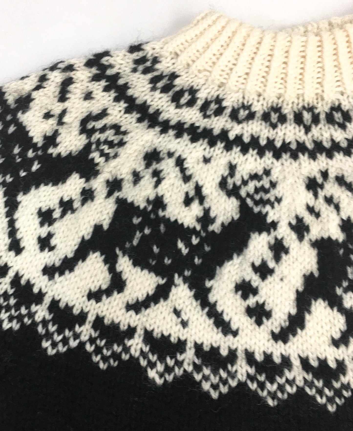 Vintage Dale of Norway Black Cream Reindeer Patterned Pure Wool Unisex Nordic Crewneck Sweater, Men's Sz. XS