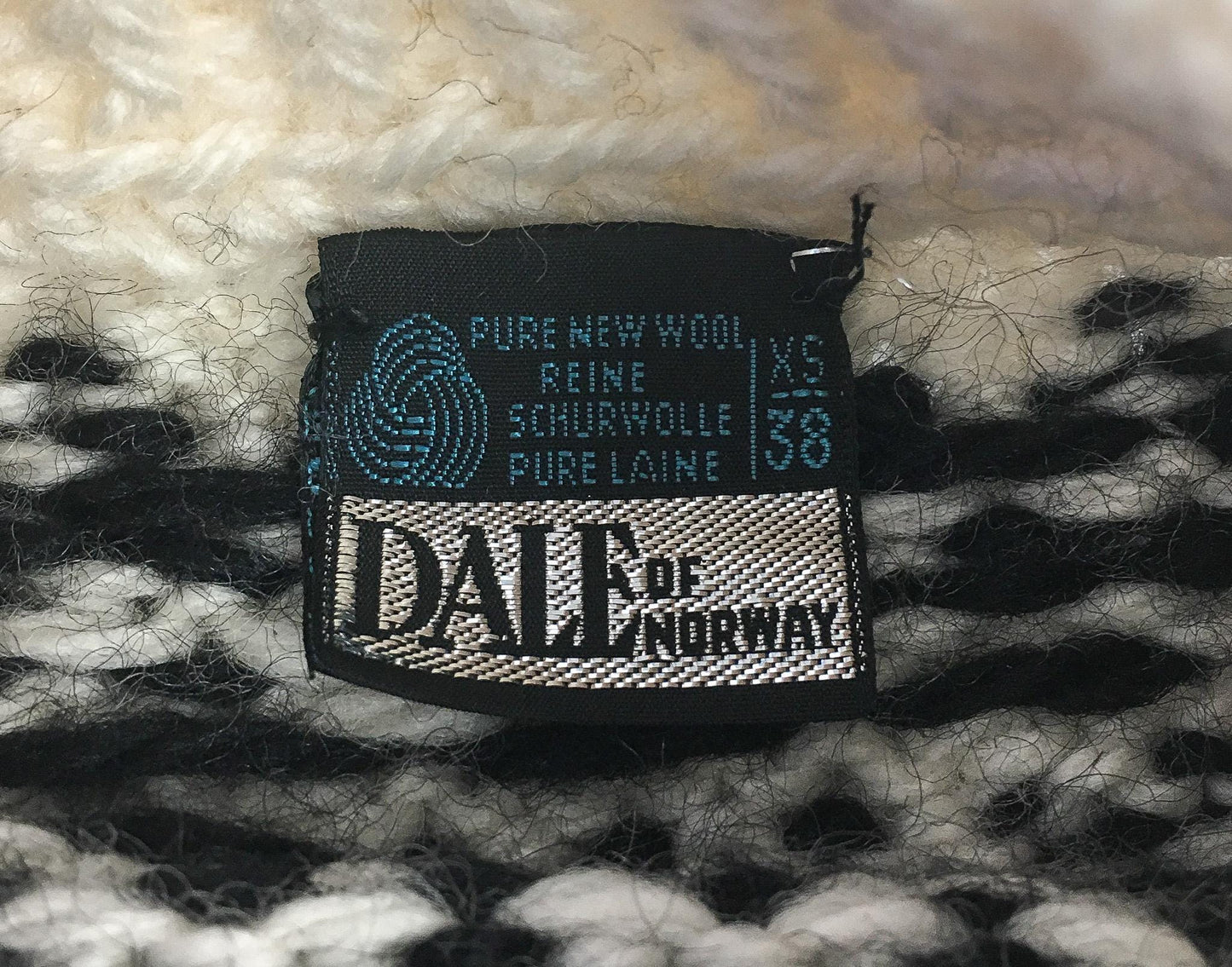 Vintage Dale of Norway Black Cream Reindeer Patterned Pure Wool Unisex Nordic Crewneck Sweater, Men's Sz. XS