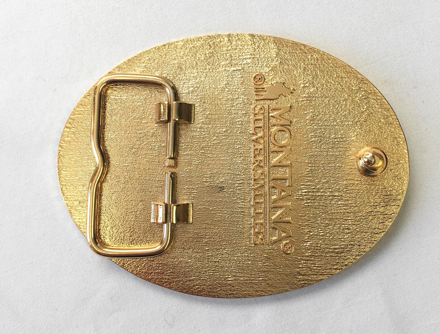 Montana Silversmith 2013 Pendleton Whisky Black and Gold Oval Bel Buckle, 3.75" x 2.75", Vintage Western Belt Buckle