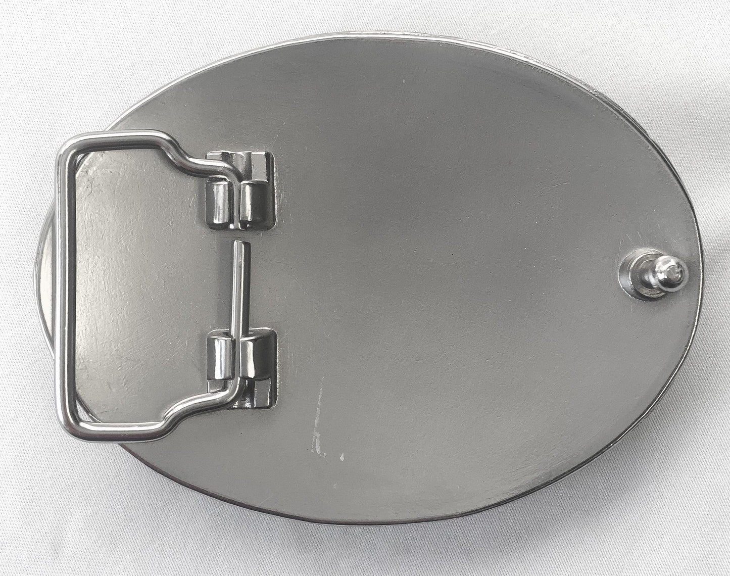 Metal Silver Toned Longhorn Engraved Oval Belt Buckle, 3.25" x 2.5", Vintage Western Accessories