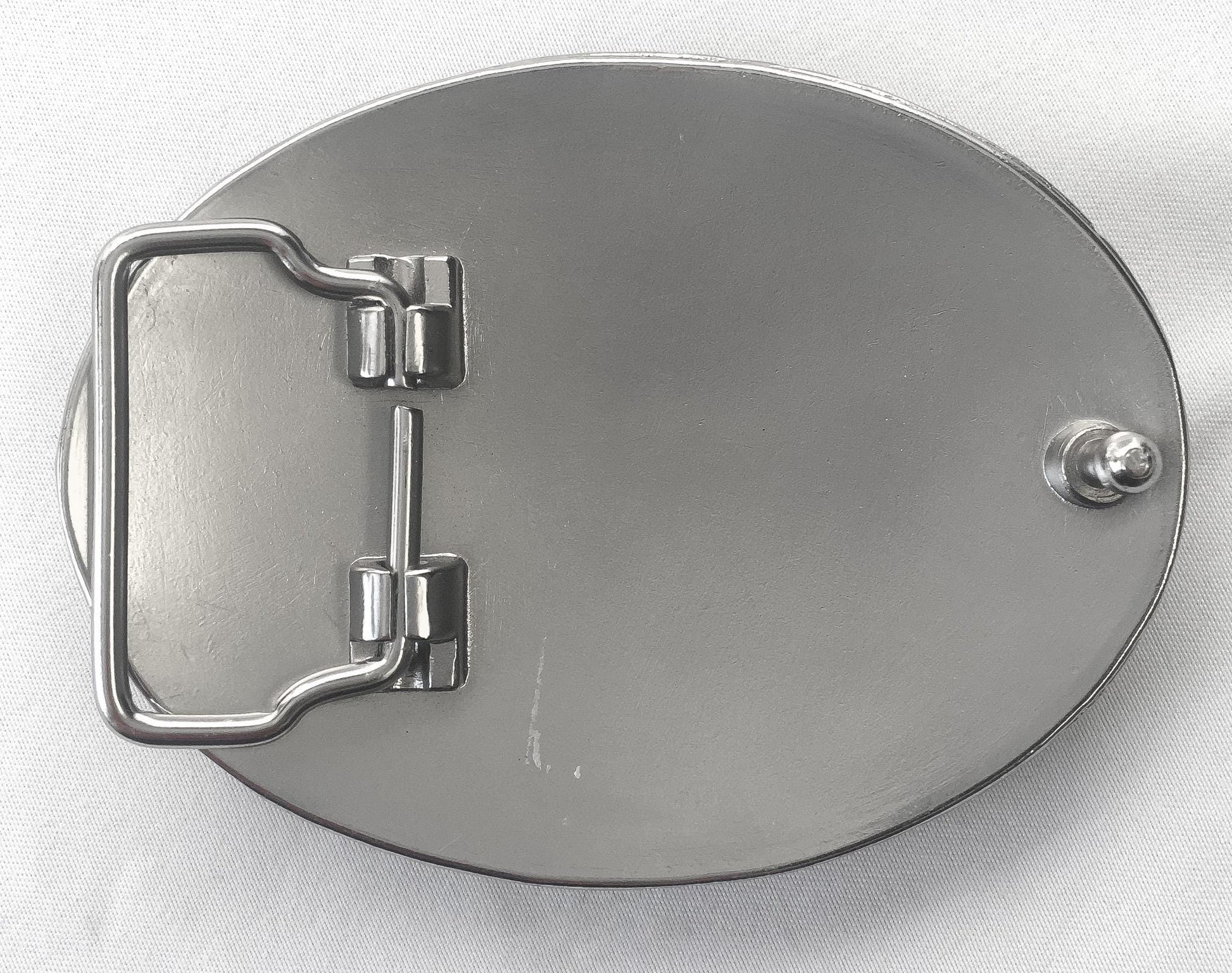 Metal Silver Toned Longhorn Engraved Oval Belt Buckle, 3.25" x 2.5", Vintage Western Accessories