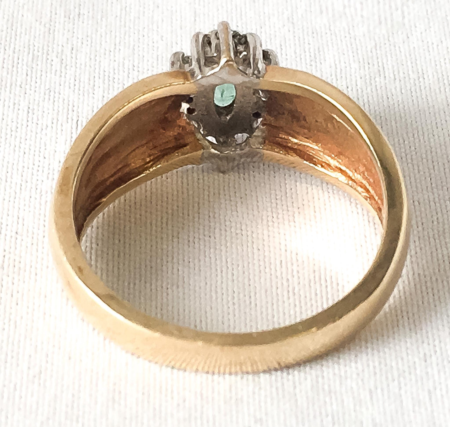 Vintage Columbian 10K Emerald Diamond Estate Ring Size 6, Art Deco Estate Jewelry
