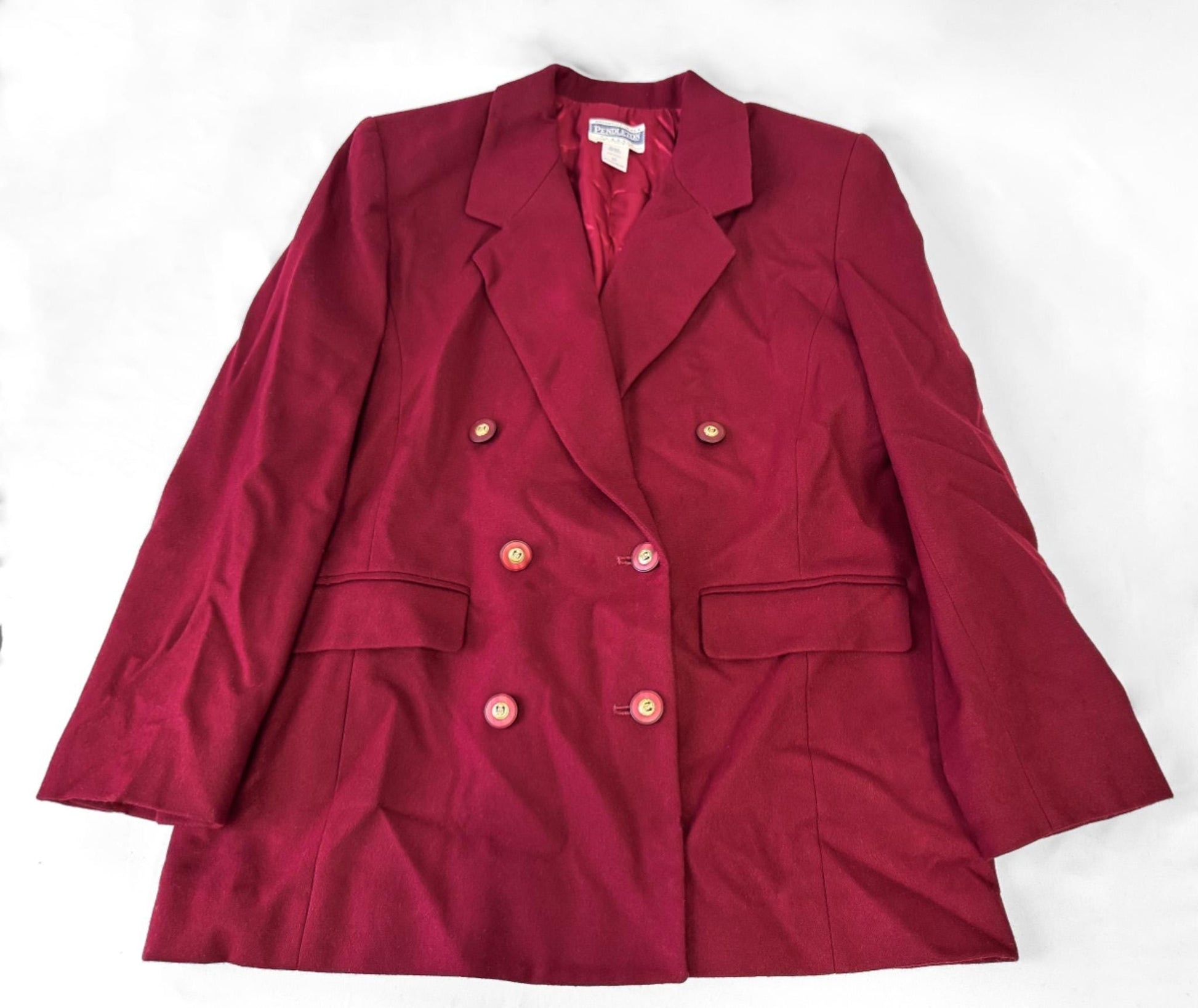 Vintage 90s Pendleton Burgundy Maroon Wool Blazer, Women's Sz. M